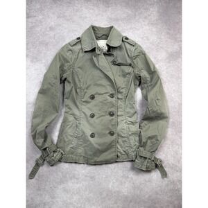 Abercrombie & Fitch Jacket Womens Medium Olive Green Double Breasted‎ Military